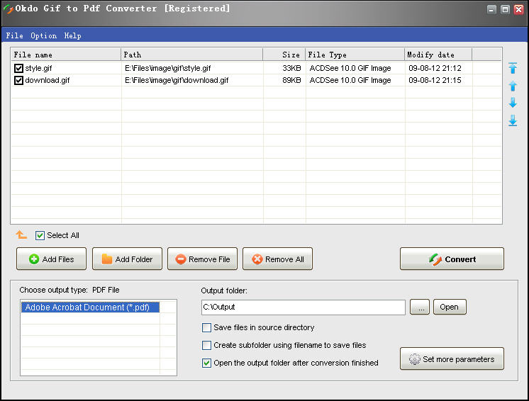 Click to view Okdo Gif to Pdf Converter 4.6 screenshot
