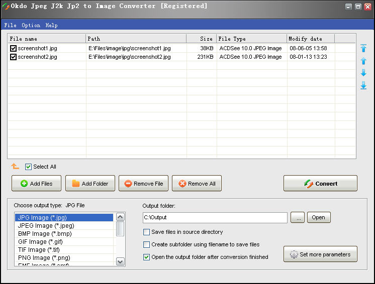 Click to view Okdo Jpeg J2k Jp2 to Image Converter 4.6 screenshot