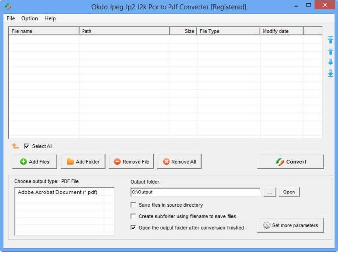 Jpeg Jp2 J2k Pcx to Pdf Converter screenshot