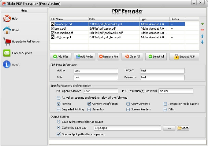 PDF Encrypter screenshot