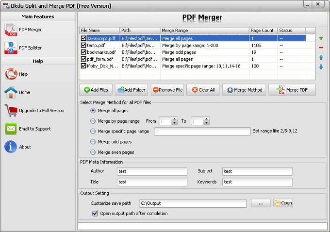 Split and Merge PDF screenshot