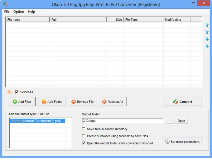 Tiff Png Jpg Bmp Wmf to Pdf Converter screenshot