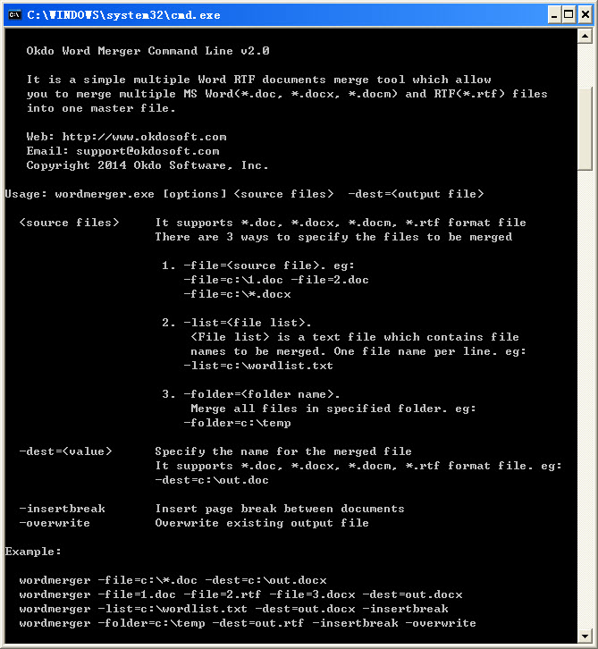 Word Merger Command Line screenshot