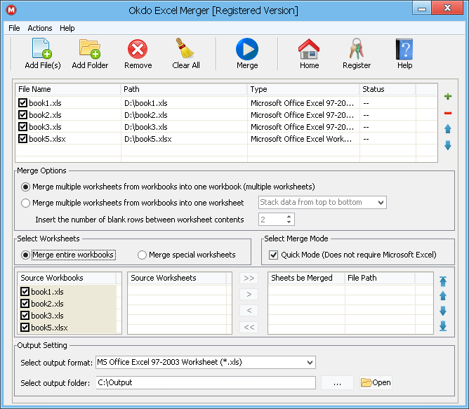 Merge all excel worksheets from workbooks into new workbook or worksheet 